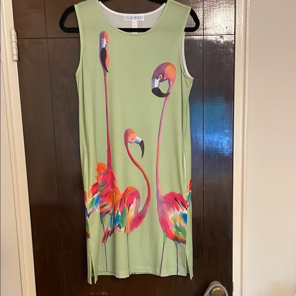 Colorful Flamingo Print Dress